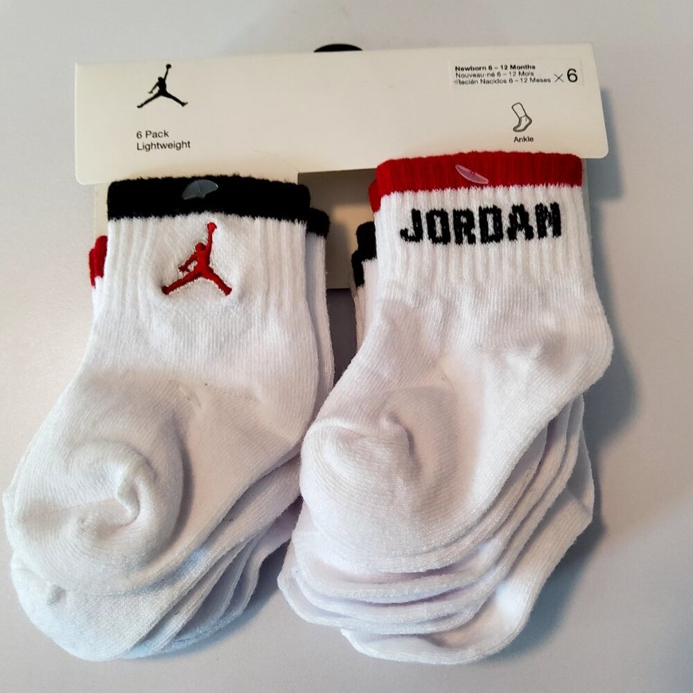 Nike Air Jordan Baby Infant Lightweight Ankle Socks 6-Pack Size 6-12 Months - Picture 1 of 4